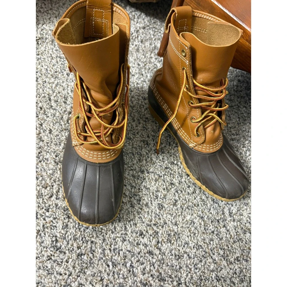 LL Bean Bean Boots 8 Inch Duck Boots 6M Tan Brown Made in USA Vintage Style